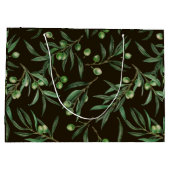 Waterverf van de olijvenbranche op zwarte inkt groot cadeauzakje (Achterkant)