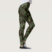 Waterverf van de olijvenbranche op zwarte inkt leggings (Rechts)