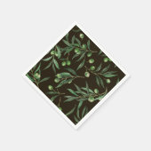 Waterverf van de olijvenbranche op zwarte inkt servet (Hoek)