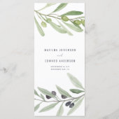 Waterverf van de olijventeelt schilderde bruiloft menu (Achterkant)