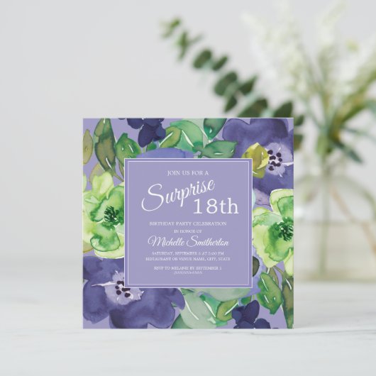 Waterverf van de Paarse groene marine Floral 18e v Kaart (Staand voorkant)