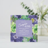 Waterverf van de Paarse groene marine Floral 40e v Kaart (Staand voorkant)