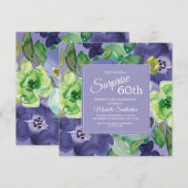 Waterverf van de Paarse groene marine Floral 60e v Kaart (Voorkant / Achterkant)