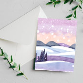 Waterverf van de Paarse winterheuvels Briefkaart
