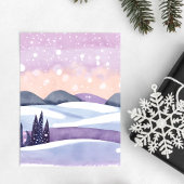 Waterverf van de Paarse winterheuvels Briefkaart