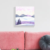 Waterverf van de Paarse winterheuvels Canvas Afdruk (Insitu (Woonkamer))