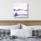 Waterverf van de Paarse winterheuvels Canvas Afdruk (Insitu (Slaapkamer))