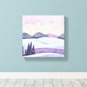Waterverf van de Paarse winterheuvels Canvas Afdruk (Insitu (Houten vloer))