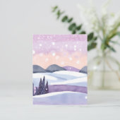 Waterverf van de Paarse winterheuvels Feestdagenkaart (Staand voorkant)