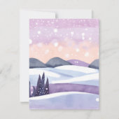 Waterverf van de Paarse winterheuvels Feestdagenkaart (Voorkant)