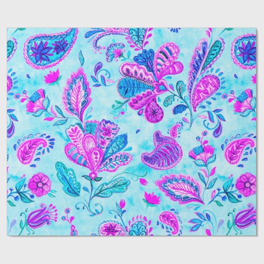 Waterverf van de Paisley-grieppatroon: bloemen, f Cadeaupapier (Vlak)