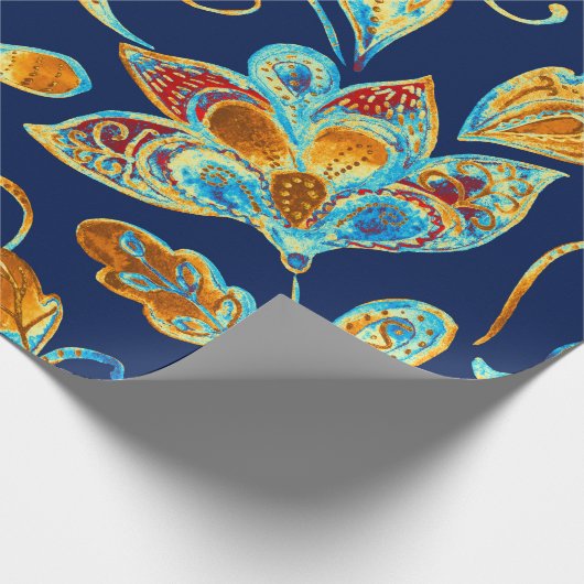 Waterverf van de Paisley-grieppatroon: bloemen, f Cadeaupapier (Hoek)