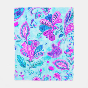 Waterverf van de Paisley-grieppatroon: bloemen, f Fleece Deken