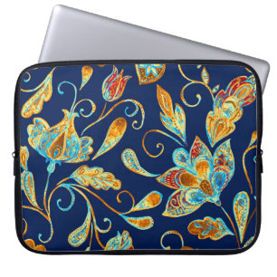 Waterverf van de Paisley-grieppatroon: bloemen, f Laptop Sleeve