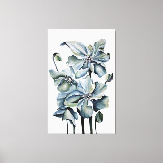 Waterverf van de Perzische Blauwe Poppies in de Hi Canvas Afdruk (Voorkant)