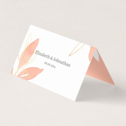 Waterverf van de platte olietabel met gouden peach visitekaartje (Achterkant)