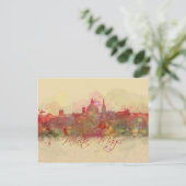 Waterverf van de rode kustlijn van Malta Valletta Briefkaart (Staand voorkant)