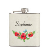 Waterverf van de  rode maffia met naam heupfles (Voorkant)