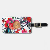 Waterverf van de Rode Zeemacht Floral Pattern Copp Bagagelabel (Voorkant horizontaal)