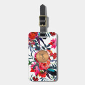 Waterverf van de Rode Zeemacht Floral Pattern Copp Bagagelabel (Voorkant verticaal)