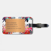 Waterverf van de Rode Zeemacht Floral Pattern Copp Bagagelabel (Achterkant horizontaal)