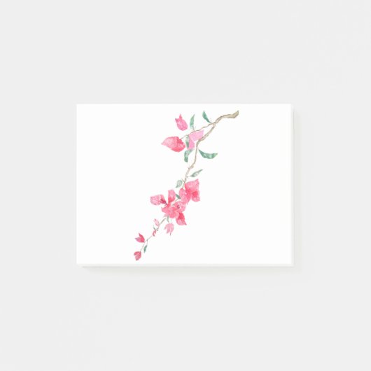 Waterverf van de roodroze Bougainvillea-bloem Post-it® Notes (Voorkant)