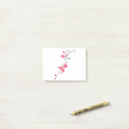 Waterverf van de roodroze Bougainvillea-bloem Post-it® Notes (Op bureau)