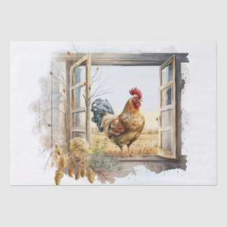 Waterverf van de Rooster van het Boerderij van de Tissuepapier