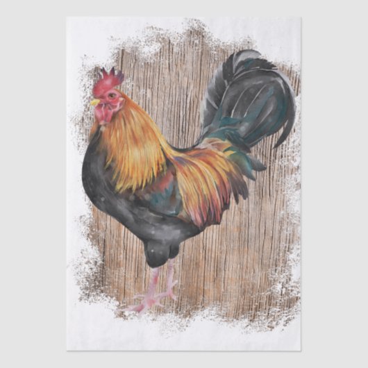 Waterverf van de Rooster van het Boerderij van de  Tissuepapier (Voorkant)