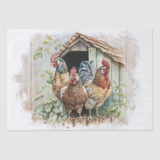 Waterverf van de Rooster van het Boerderij van de  Tissuepapier (Voorkant)