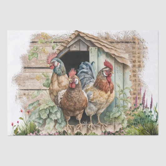 Waterverf van de Rooster van het Boerderij van de  Tissuepapier (Voorkant)