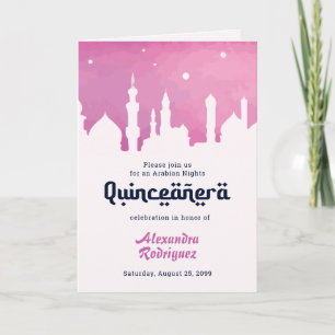 Waterverf van de roze Arabische Nacht Quinceañera