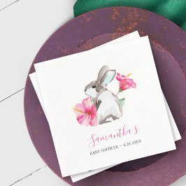 Waterverf van de roze lente-Floral Bunny Servet
