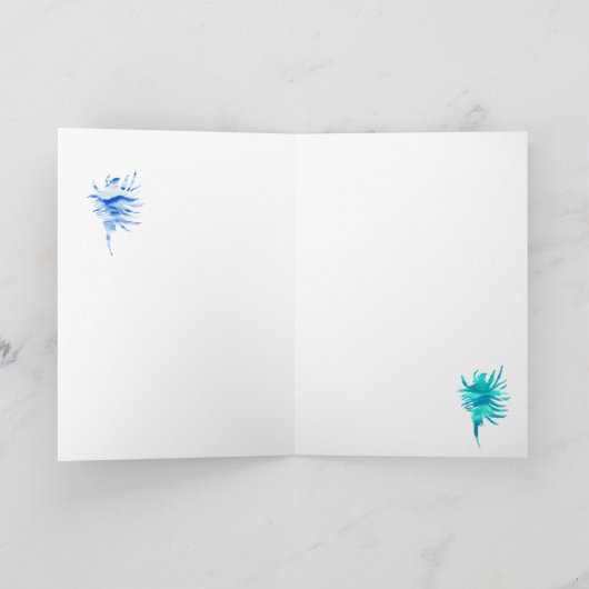 Waterverf van de schelp van de blauw-aqua-conch-si bedankkaart (Binnen)