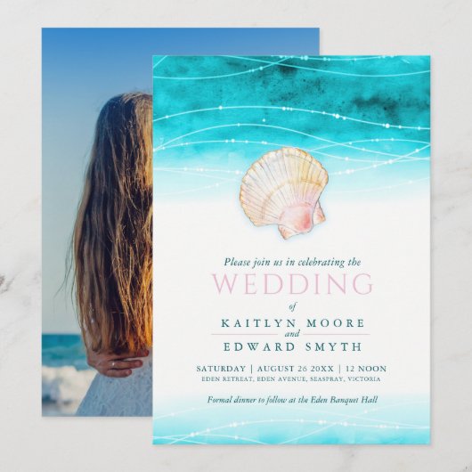 Waterverf van de schelpdiervis kaart (Voorkant / Achterkant)