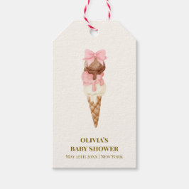 Waterverf van de Scoop Bow Ice Cream Baby shower Cadeaulabel