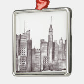 Waterverf van de stad Manhattan New York Brooklyn  Metalen Ornament (Links)