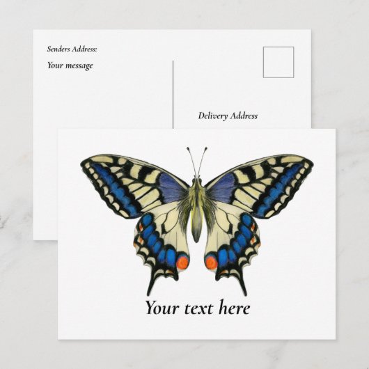 Waterverf van de swallowtail Butterfly Briefkaart  (Voorkant / Achterkant)