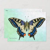 Waterverf van de swallowtail Butterfly Briefkaart  (Voorkant / Achterkant)