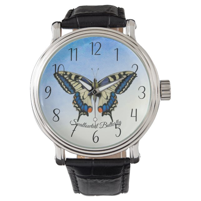 Waterverf van de swallowtail Butterfly Horloge (Voorkant)