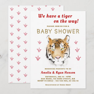 Waterverf van de Tijger Baby 2022 Baby shower Kaart