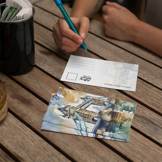 Waterverf van de Tower Bridge in Londen Kaart