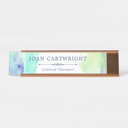 Waterverf van de Tranquil Ocean Bureau Naambordje (Voorkant)