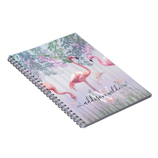 Waterverf van de tropische staartfamilie roze flam notitieboek (Rechterzijde)