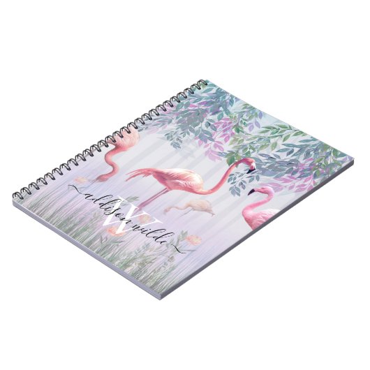 Waterverf van de tropische staartfamilie roze flam notitieboek (Linkerzijde)