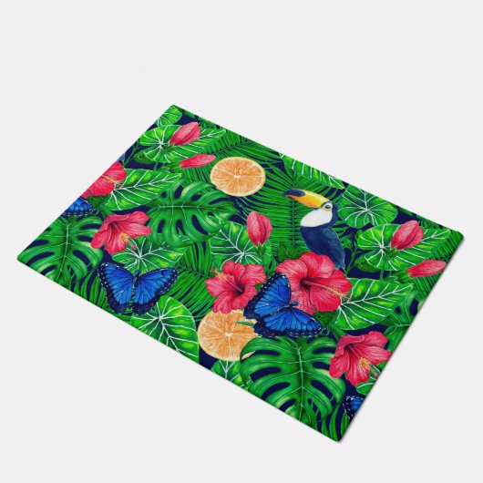 Waterverf van de tropische tuinen deurmat (Schuin)