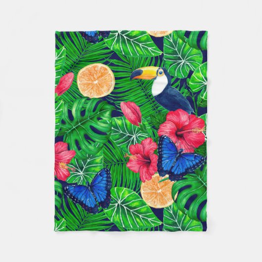 Waterverf van de tropische tuinen fleece deken (Voorkant)