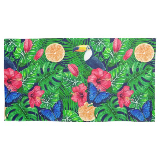 Waterverf van de tropische tuinen kussensloop (Voorkant-Links)