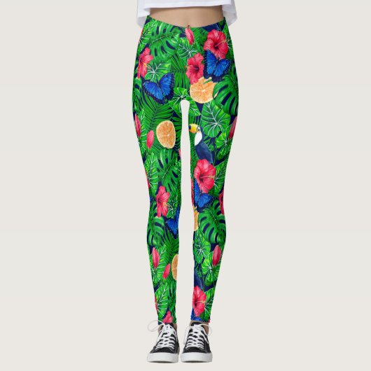 Waterverf van de tropische tuinen leggings (Voorkant)