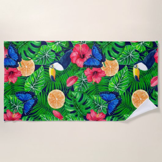 Waterverf van de tropische tuinen strandlaken (Voorkant)